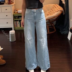 Zara Wide Leg Jeans with Stitched Leg Seams